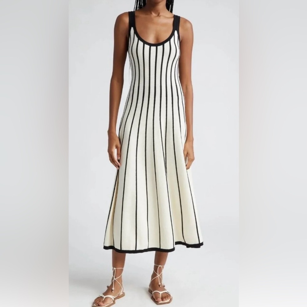 Zimmermann Sleeveless Cream and Black Striped Maxi Dress AU 1/US 4/6